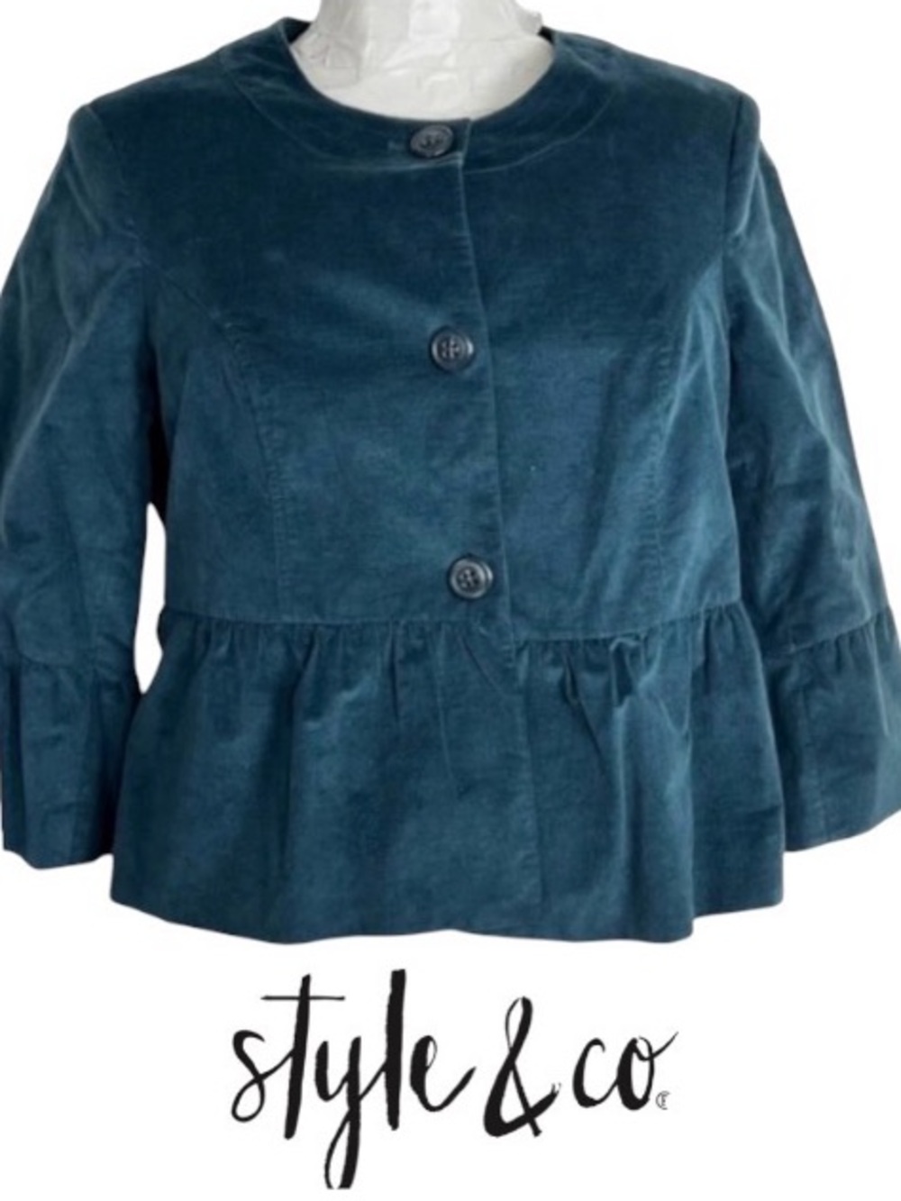 24W Gorgeous Cotton Velvet Peplum Jacket from Style&Co